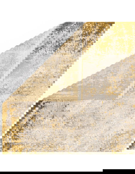 Tappeto Kuza Border Gold: design moderno elegante con effetto luminoso, perfetto per chi cerca tappeti effetto seta e stile raf