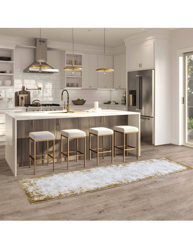 Tappeto Kuza Border Gold: design moderno elegante con effetto luminoso, perfetto per chi cerca tappeti effetto seta e stile raf