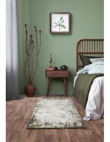 Tappeto Kuza Border Green: design moderno elegante con effetto cornice, morbido e resistente, perfetto tra i tappeti moderni el