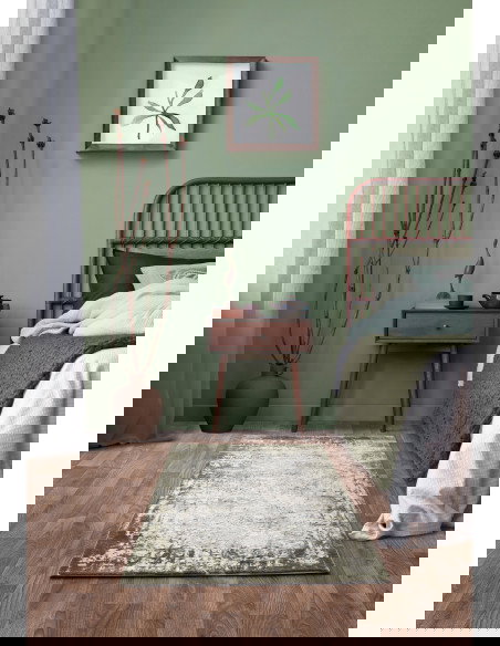 Tappeto Kuza Border Green: design moderno elegante con effetto cornice, morbido e resistente, perfetto tra i tappeti moderni el