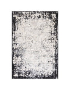 Kuza Border Grey: tappeto moderno elegante con effetto seta, design lucido e cornice sfumata per un ambiente raffinato e lumino