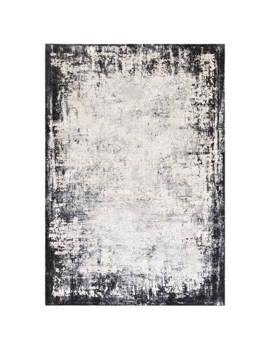 Kuza Border Grey: tappeto moderno elegante con effetto seta, design lucido e cornice sfumata per un ambiente raffinato e lumino