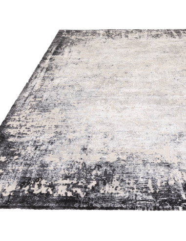 Kuza Border Grey: tappeto moderno elegante con effetto seta, design lucido e cornice sfumata per un ambiente raffinato e lumino