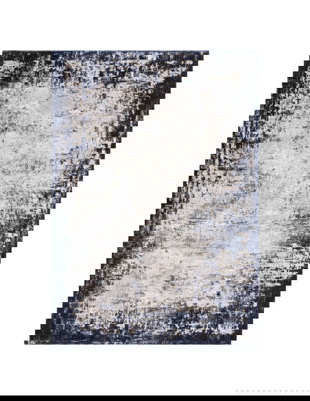 Tappeto Kuza Border Navy: design moderno elegante con effetto cornice, resistente e luminoso, perfetto per ambienti raffinati e