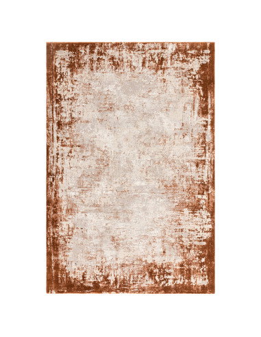 Tappeto Kuza Border Terracotta: design moderno elegante con effetto seta, luminoso e resistente, perfetto per valorizzare ogni