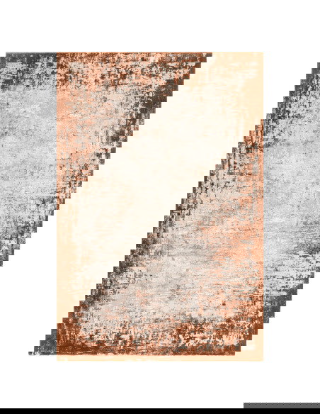 Tappeto Kuza Border Terracotta: design moderno elegante con effetto seta, luminoso e resistente, perfetto per valorizzare ogni