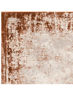 Tappeto Kuza Border Terracotta: design moderno elegante con effetto seta, luminoso e resistente, perfetto per valorizzare ogni 2