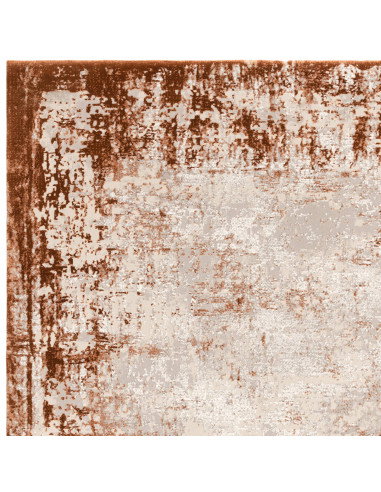 Tappeto Kuza Border Terracotta: design moderno elegante con effetto seta, luminoso e resistente, perfetto per valorizzare ogni