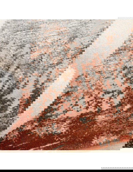 Discover the Kuza Border Terracotta, a modern luxury rug with a shiny, silk look finish that adds elegance and durability to an