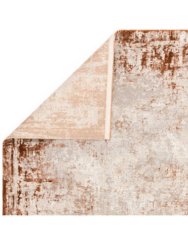 Tappeto Kuza Border Terracotta: design moderno elegante con effetto seta, luminoso e resistente, perfetto per valorizzare ogni