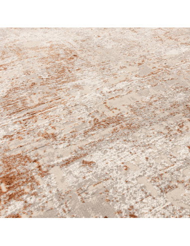 Tappeto Kuza Border Terracotta: design moderno elegante con effetto seta, luminoso e resistente, perfetto per valorizzare ogni