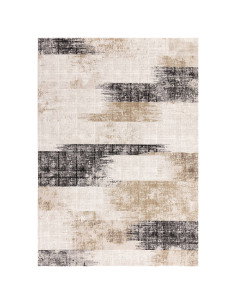 Tappeto Kuza Lines Beige: design moderno elegante con motivo astratto, effetto seta lucido e facile manutenzione per ambienti r