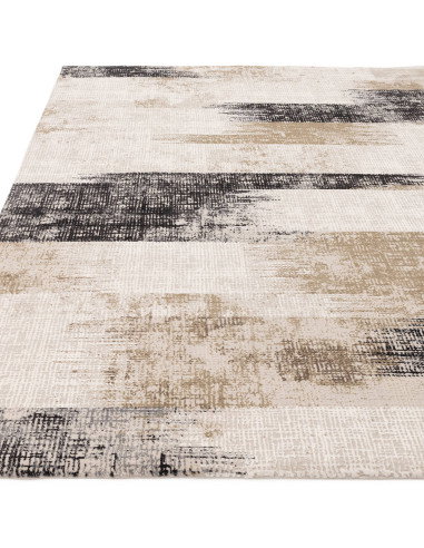 Tappeto Kuza Lines Beige: design moderno elegante con motivo astratto, effetto seta lucido e facile manutenzione per ambienti r