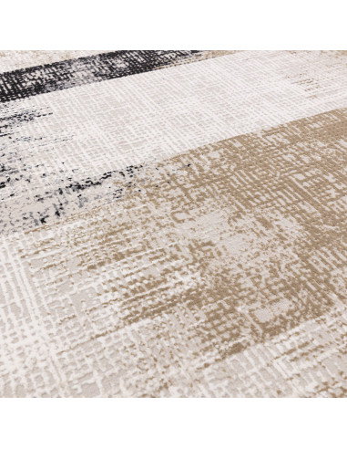 Tappeto Kuza Lines Beige: design moderno elegante con motivo astratto, effetto seta lucido e facile manutenzione per ambienti r