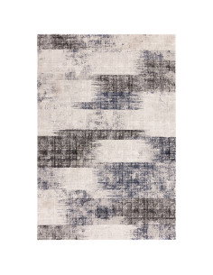 Tappeto moderno elegante Kuza Lines Blue con motivo astratto, effetto seta e design lucido, perfetto per ambienti contemporanei