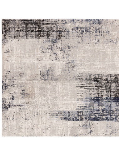 Tappeto moderno elegante Kuza Lines Blue con motivo astratto, effetto seta e design lucido, perfetto per ambienti contemporanei