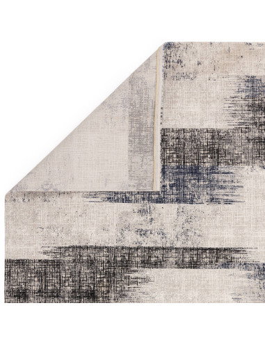 Tappeto moderno elegante Kuza Lines Blue con motivo astratto, effetto seta e design lucido, perfetto per ambienti contemporanei