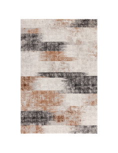 Tappeto moderno elegante Kuza Lines Terracotta, design luminoso e morbido effetto seta, perfetto per ambienti contemporanei e f