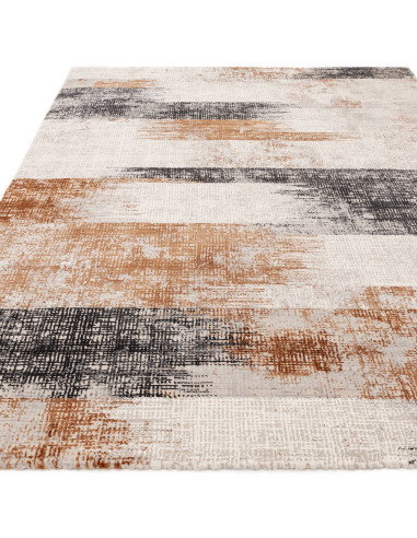 Discover the Kuza Lines Terracotta rug, a modern luxury rug with a lustrous silk look and abstract design that adds warmth and