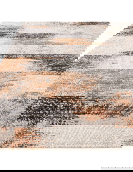 Tappeto moderno elegante Kuza Lines Terracotta, design luminoso e morbido effetto seta, perfetto per ambienti contemporanei e f