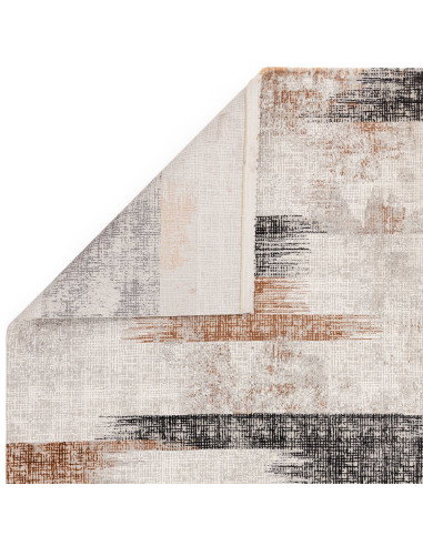 Tappeto moderno elegante Kuza Lines Terracotta, design luminoso e morbido effetto seta, perfetto per ambienti contemporanei e f