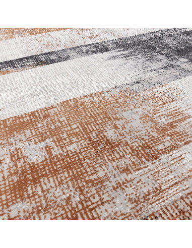 Discover the Kuza Lines Terracotta rug, a modern luxury rug with a lustrous silk look and abstract design that adds warmth and