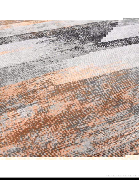 Tappeto moderno elegante Kuza Lines Terracotta, design luminoso e morbido effetto seta, perfetto per ambienti contemporanei e f