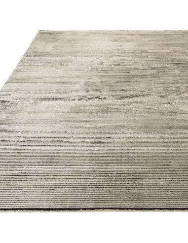 Elevate your space with the Kuza Plain Stripe Khaki rug, a modern luxury rug featuring a silk look and subtle geometric stripes