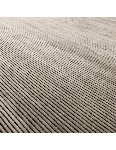 Elevate your space with the Kuza Plain Stripe Khaki rug, a modern luxury rug featuring a silk look and subtle geometric stripes