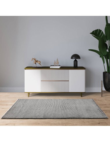 Tappeto Kuza Plain Stripe Khaki: design moderno e lucido, perfetto per ambienti eleganti. Tappeti effetto seta resistenti e fac