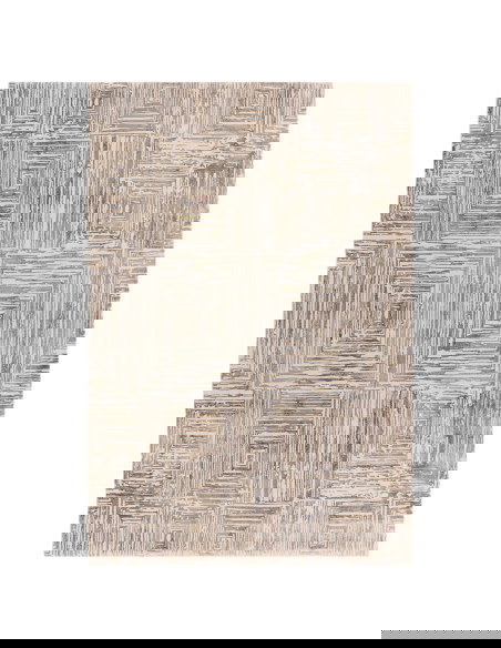 Tappeto Kuza Portrait Beige: design moderno elegante con motivo geometrico, effetto seta e luminosità naturale per ambienti raf