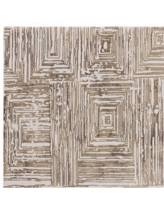 Tappeto Kuza Portrait Beige: design moderno elegante con motivo geometrico, effetto seta e luminosità naturale per ambienti raf 2