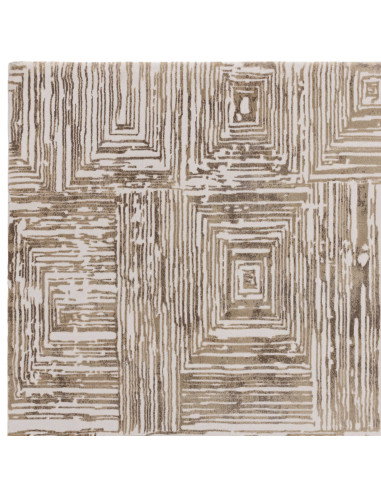 Discover the Kuza Portrait Beige rug, a modern luxury rug with a silk look finish and geometric stripes for stylish, durable el