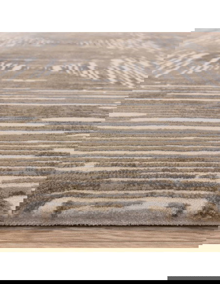 Tappeto Kuza Portrait Beige: design moderno elegante con motivo geometrico, effetto seta e luminosità naturale per ambienti raf