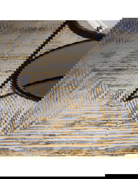 Tappeto Kuza Portrait Gold: design moderno elegante con motivo geometrico e finitura lucida, perfetto per ambienti raffinati e