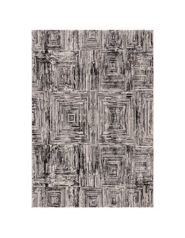 Tappeto Kuza Portrait Grey: design geometrico elegante, tappeto moderno lucido e resistente, perfetto per ambienti raffinati e