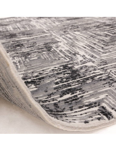 Tappeto Kuza Portrait Grey: design geometrico elegante, tappeto moderno lucido e resistente, perfetto per ambienti raffinati e