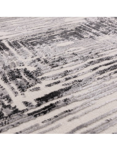 Tappeto Kuza Portrait Grey: design geometrico elegante, tappeto moderno lucido e resistente, perfetto per ambienti raffinati e