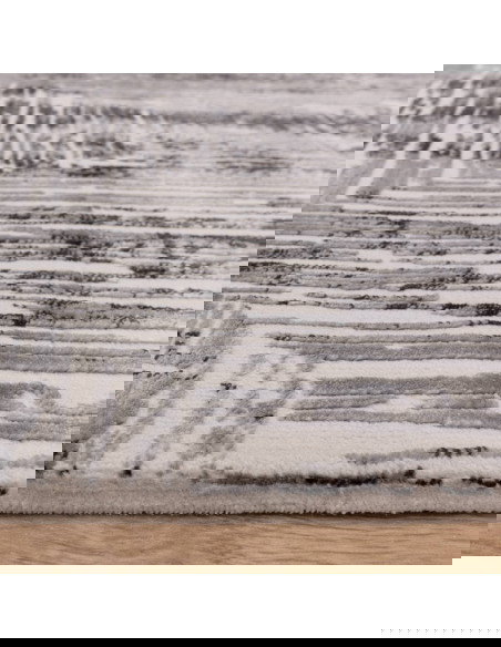 Tappeto Kuza Portrait Grey: design geometrico elegante, tappeto moderno lucido e resistente, perfetto per ambienti raffinati e