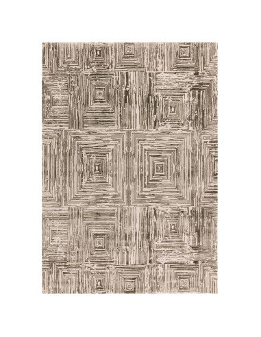 Discover the Kuza Portrait Khaki, a modern luxury rug with a lustrous geometric stripe design, blending style, comfort, and eas
