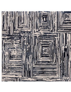 Tappeto Kuza Portrait Navy: design geometrico moderno, effetto seta lucido e luminoso, perfetto per ambienti eleganti e di gran 2
