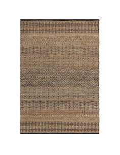 Tappeto Asher Black in juta naturale con design geometrico berbero, perfetto per un soggiorno elegante e sostenibile. Resistent