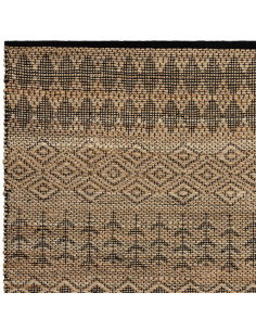 Tappeto Asher Black in juta naturale con design geometrico berbero, perfetto per un soggiorno elegante e sostenibile. Resistent 2