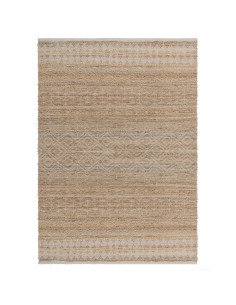 Tappeto Asher Natural in juta e cotone, design geometrico e materiali naturali, perfetto per un soggiorno elegante e sostenibil