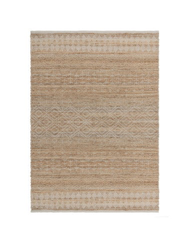 Tappeto Asher Natural in juta e cotone, design geometrico e materiali naturali, perfetto per un soggiorno elegante e sostenibil