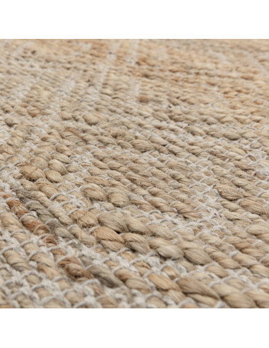 Tappeto Asher Natural in juta e cotone, design geometrico e materiali naturali, perfetto per un soggiorno elegante e sostenibil
