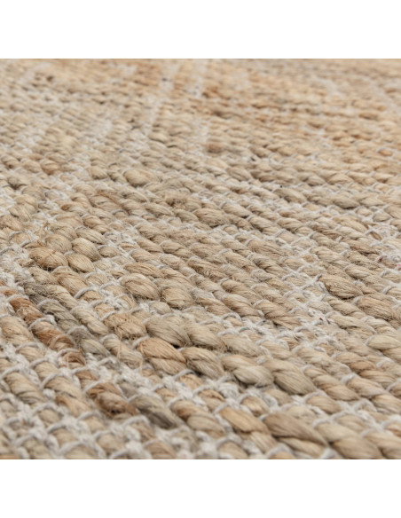 Tappeto Asher Natural in juta e cotone, design geometrico e materiali naturali, perfetto per un soggiorno elegante e sostenibil