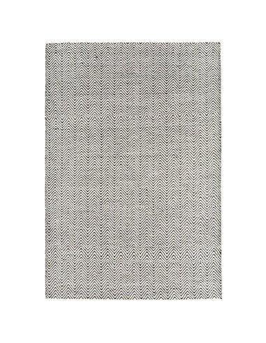 Tappeto Ives Black/White in juta e ciniglia, design geometrico elegante e naturale, perfetto per un soggiorno moderno e sosteni