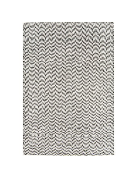 Tappeto Ives Black/White in juta e ciniglia, design geometrico elegante e naturale, perfetto per un soggiorno moderno e sosteni