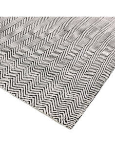 Tappeto Ives Black/White in juta e ciniglia, design geometrico elegante e naturale, perfetto per un soggiorno moderno e sosteni 2